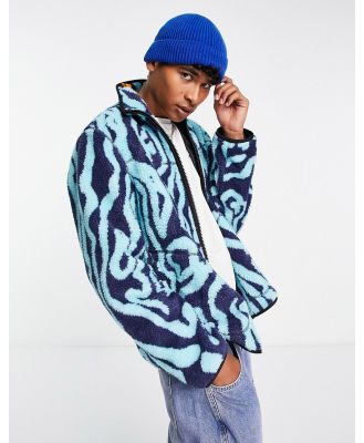 ASOS DESIGN borg walker jacket in blue swirl print