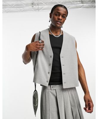 ASOS DESIGN boxy crop suit waistcoat in grey
