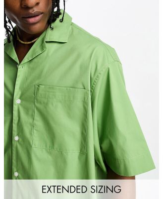 ASOS DESIGN boxy oversized revere shirt in light green