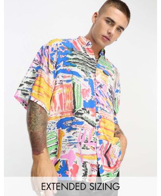 ASOS DESIGN boxy oversized shirt in bright vintage inspired print-Multi