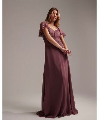 ASOS DESIGN Bridesmaid short sleeve ruched maxi dress-Purple