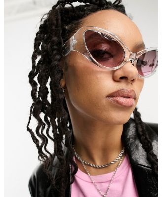 ASOS DESIGN bug cat eye sunglasses in clear frame and pink lens