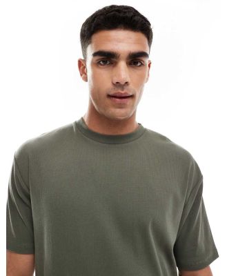 ASOS DESIGN capsule collection relaxed fit textured rib t-shirt in dark green