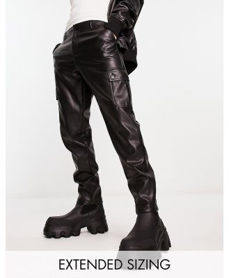 ASOS DESIGN cargo pants in leather look in black