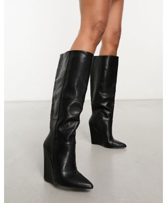 ASOS DESIGN Carmella heeled wedge boots in black