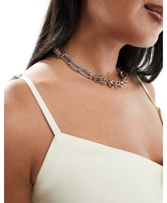 ASOS DESIGN chain necklace with mixed link and mixed metal design-Multi