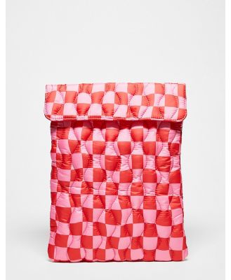 ASOS DESIGN checkerboard laptop sleeve in pink and red-Multi