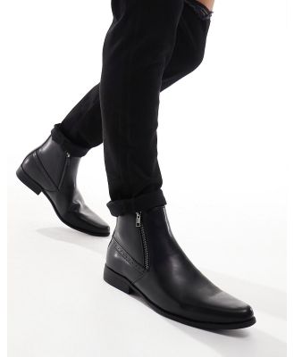 ASOS DESIGN chelsea boots in black faux leather with zips