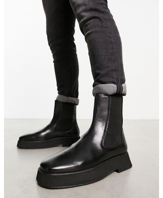 ASOS DESIGN chelsea boots with chunky sole in black leather