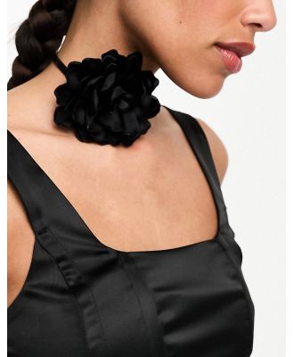 ASOS DESIGN choker necklace with corsage cording wrap detail in black