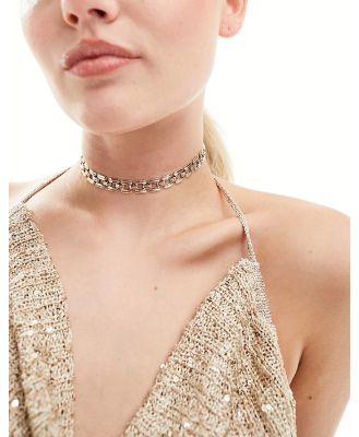 ASOS DESIGN choker necklace with watch link design in gold tone