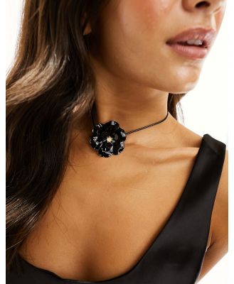 ASOS DESIGN choker with black corsage and cord detail