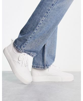 ASOS DESIGN chunky lace up sneakers in white textile