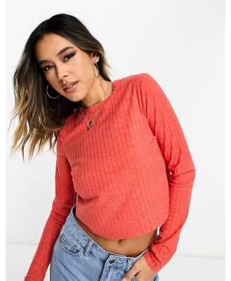 ASOS DESIGN chunky rib long sleeve top in tomato marl-Red