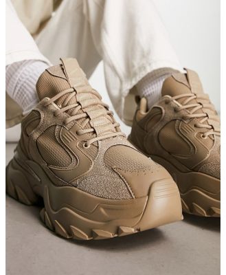 ASOS DESIGN chunky sneakers in brown-Neutral