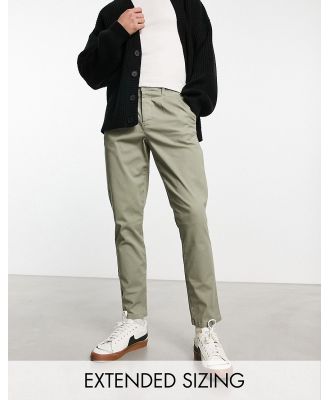 ASOS DESIGN cigarette chinos with pleats in light green
