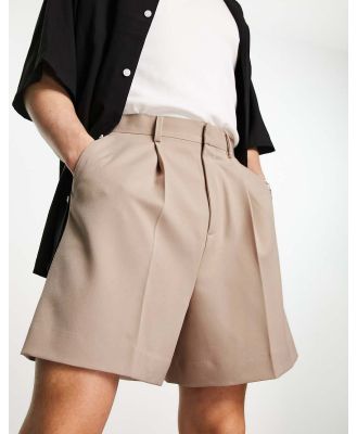 ASOS DESIGN cropped bermuda shorts in stone-Neutral