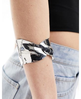 ASOS DESIGN cuff bracelet with molten look in silver tone