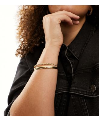 ASOS DESIGN Curve 14k gold plated cuff bracelet with simple band and twist detail