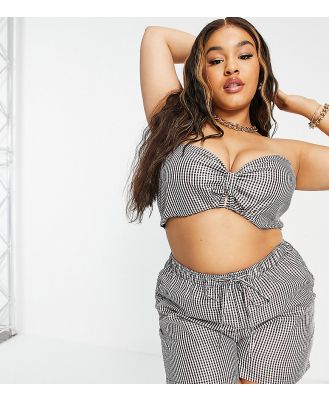 ASOS DESIGN Curve bandeau co-ord in brown gingham