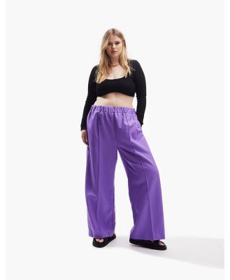 ASOS DESIGN Curve elastic waist tailored pants in purple