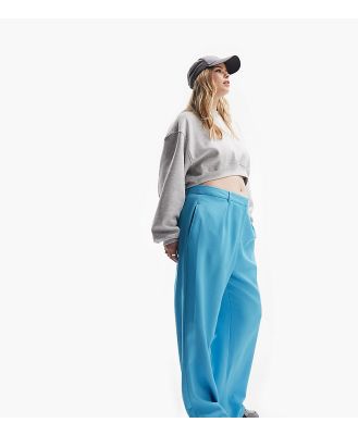 ASOS DESIGN Curve everyday slouchy boy pants in pop turquoise-Blue
