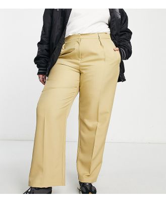 ASOS DESIGN Curve everyday slouchy boy pants in stone-Neutral