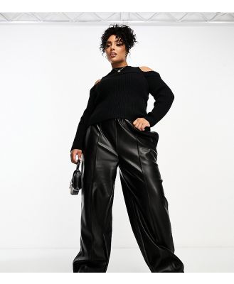 ASOS DESIGN Curve faux leather pull on pants in black