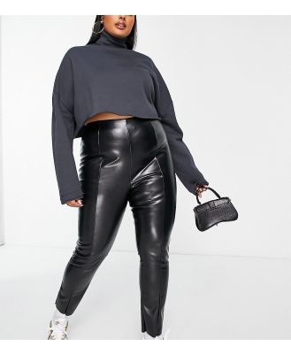 ASOS DESIGN Curve leather look super skinny pants in black