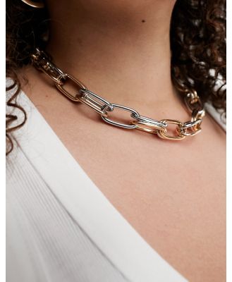 ASOS DESIGN Curve Limited Edition short necklace with mixed metal link design-Multi