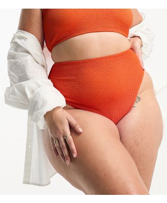ASOS DESIGN Curve mix and match crinkle high leg high waist bikini bottoms in deep orange