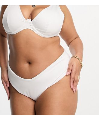 ASOS DESIGN Curve mix and match deep v front hipster bikini bottoms in white