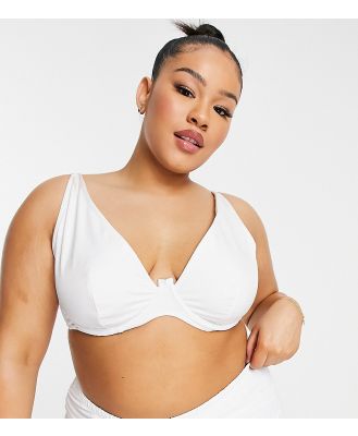 ASOS DESIGN Curve mix and match step front underwired bikini top in white