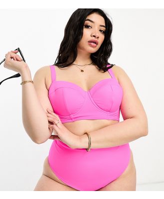 ASOS DESIGN Curve mix and match underwired bikini top in bright pink