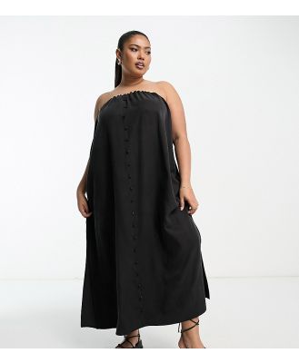 ASOS DESIGN Curve multiway button through midi smock cami dress in black