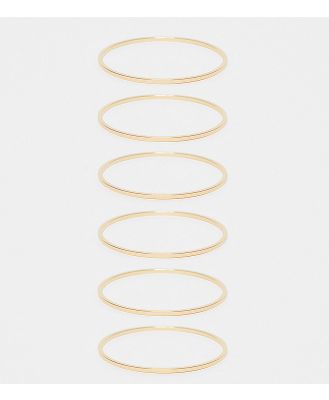 ASOS DESIGN Curve pack of 6 bangle bracelets in slim design in gold