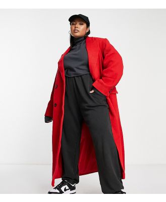 ASOS DESIGN Curve twill dad wool mix coat in red