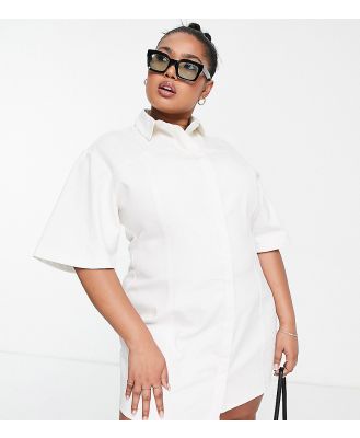 ASOS DESIGN Curve twill mini shirt dress in white