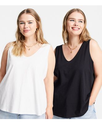 ASOS DESIGN Curve ultimate singlet with scoop neck in cotton in 2 pack - MULTI