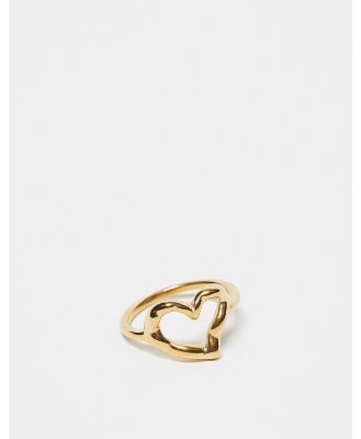 ASOS DESIGN Curve waterproof stainless steel molten heart ring in gold tone