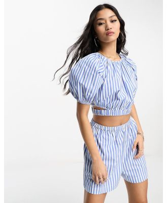 ASOS DESIGN cut out detail top in stripe blue (part of a set)-Multi