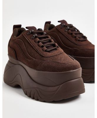 ASOS DESIGN Devoid chunky flatform sneakers in brown