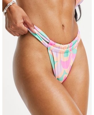 ASOS DESIGN double tanga bikini bottom in kaleidoscope print-Multi