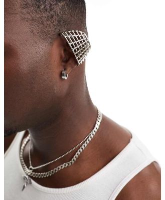 ASOS DESIGN ear cuff with caged design in silver tone