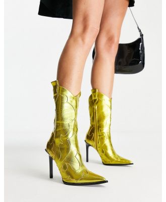 ASOS DESIGN Edit heeled western boots in gold