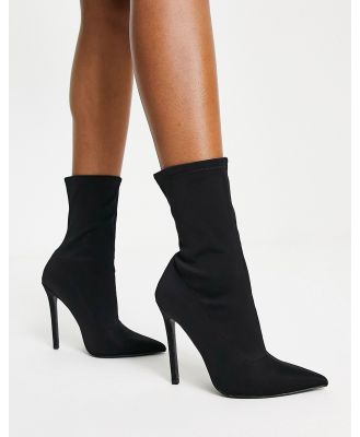 ASOS DESIGN Eleanor high heeled sock boots in black