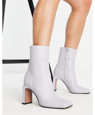 ASOS DESIGN Envy leather high heeled boots in lilac-Purple