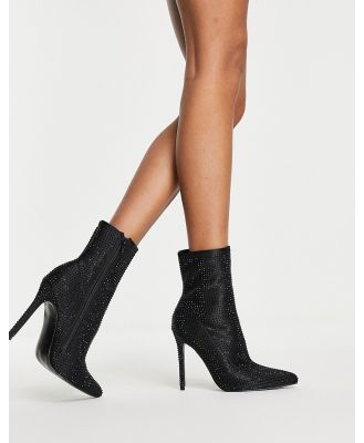 ASOS DESIGN Esme embellished heeled sock boots in black