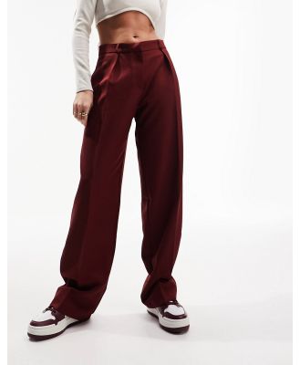 ASOS DESIGN everyday slouchy boy pants in bordeaux-Red