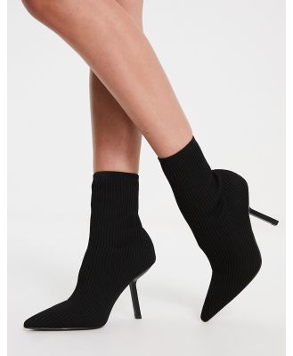 ASOS DESIGN Extra ribbed sock stiletto boots in black